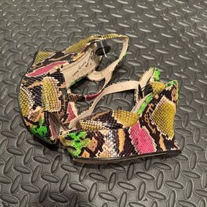 Alice + Olivia Vibrant Snakeskin Pattern Platform Heels